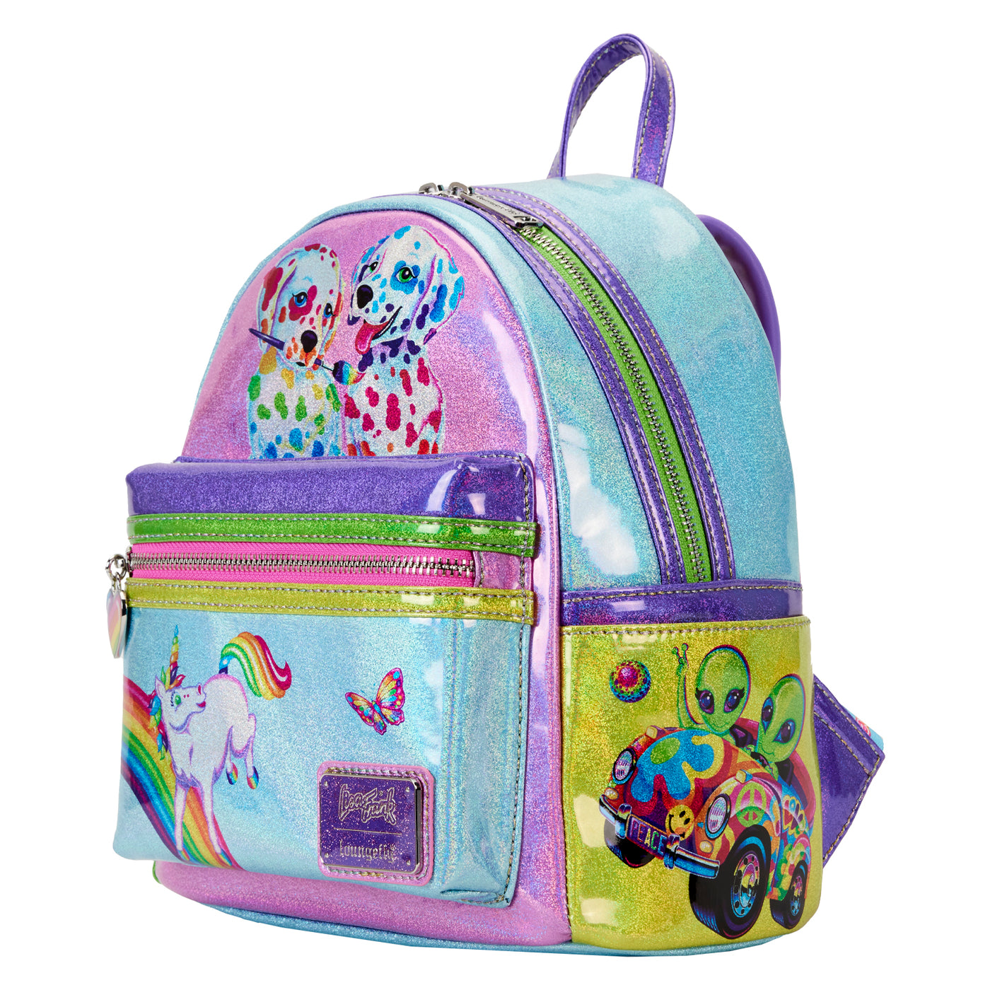 Holographic Glitter Color Block Mini Backpack – Lisa Frank