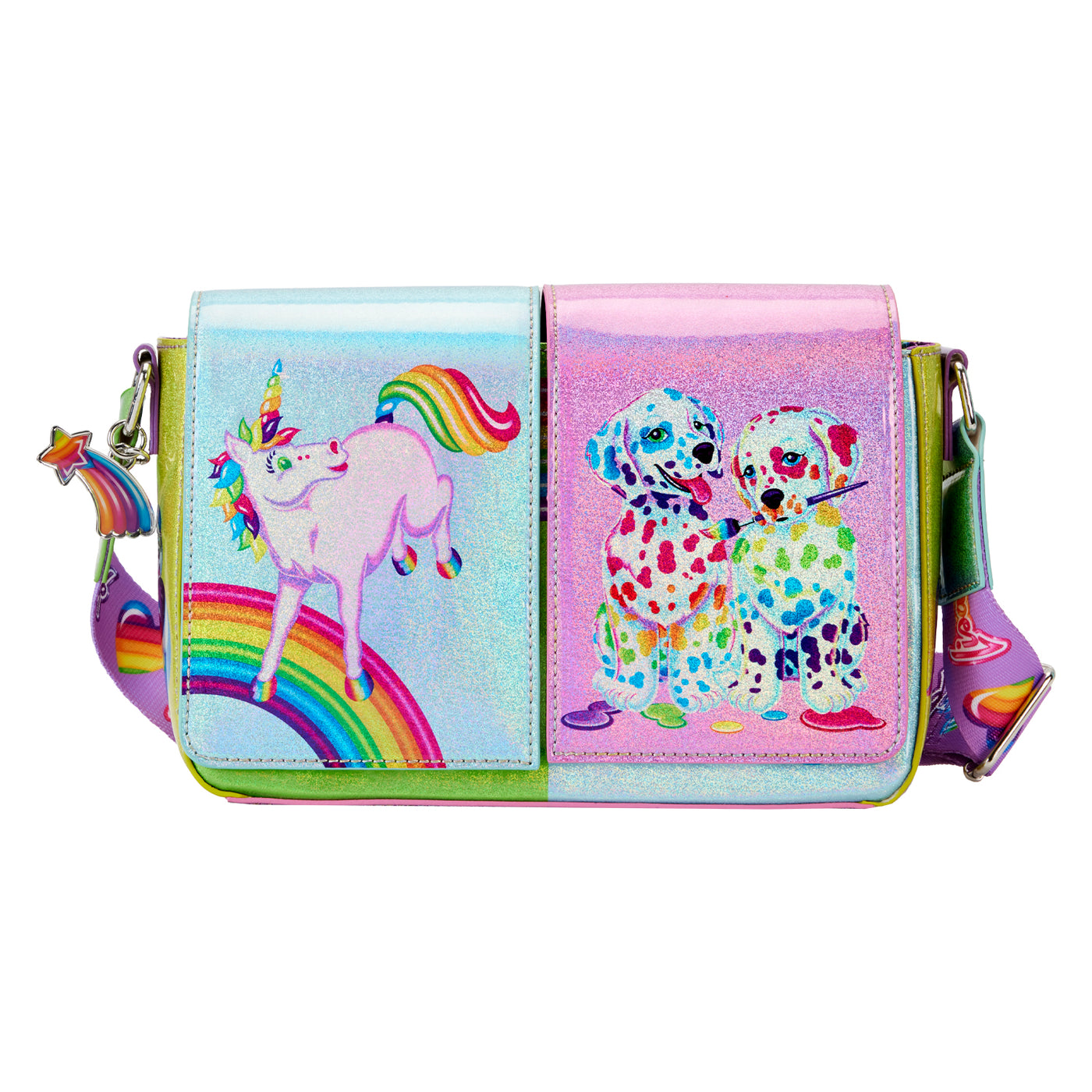 Chosping Portafoglio Crossbody Olografico Riflettente, Geometrico, Nero Luminoso (effetto Flash Arcobaleno Sotto Luce), Dimensioni Compatte, Con 8 Slot Per Carte