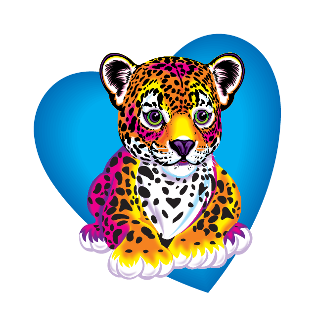 A cheetah with a blue heart as background