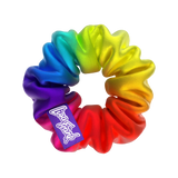 The invisibobble Lisa Frank® SPRUNCHIE, in the colors yellow, green, blue, purple, pink, red, and orange. With a Lisa Frank tag.