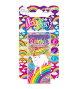 This is the invisibobble Lisa Frank® Be My Rainbow hair spirals in a bold and bright design; the packaging is in different shades of the rainbow. There’s a rainbow figure pattern all over it, with the color purple, blue, green, yellow, orange, and pink; on top, there’s a plastic box holding the eight hair spirals, with the name and character Markie® on a rainbow.